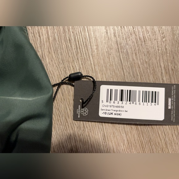 NWT Pretty Little Thing (PLT) Dark Green Triangle Bikini Set - Picture 6 of 8